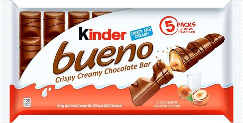 Kinder Bueno, Bulk 8 Pack, Milk Chocolate And Hazelnut Cream, Holiday Gift And Stocking Stuffer, 4 Bars Per Pack, Individually Wrapped Chocolate Bars, 3 Oz Each in Saudi Arabia
