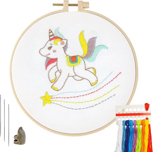 3 Pack Embroidery Kit for Beginners Adults, Adult Starter Cross Stitch Kit Needlepoint Complete DIY Kit with Unique Patterns, Hoop, Colorful Threads, Tools, Step by Step Instructions & Video Tutorial in Kuwait