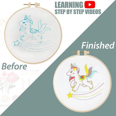 3 Pack Embroidery Kit for Beginners Adults, Adult Starter Cross Stitch Kit Needlepoint Complete DIY Kit with Unique Patterns, Hoop, Colorful Threads, Tools, Step by Step Instructions & Video Tutorial in Kuwait