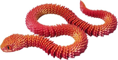 3D Printed Snake, 3D Printed Fidget Toys Snake, 3D Printed Movable Animals, 3D Printed Toys, Home Office Decor Executive Desk Toy (Red Goden) in Saudi Arabia