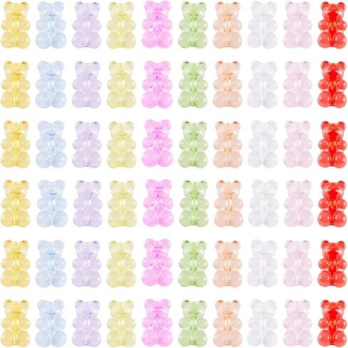 Craftdady 200Pcs Acrylic Gummy Bear Plastic Beads - Colorful Cute Animal Loose Spacer Beads for DIY Craft Bracelet Necklace Earring Ring Jewelry Making in Kuwait