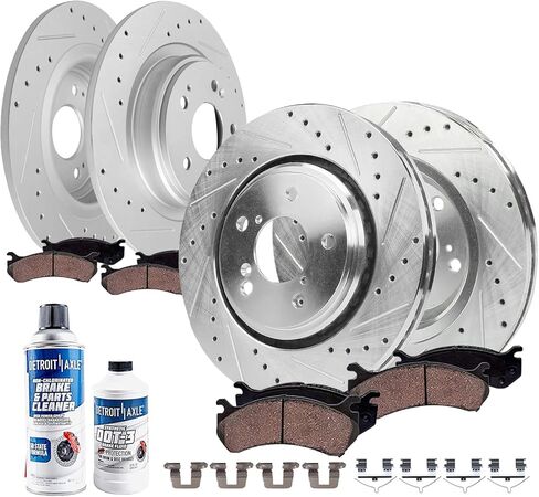 Detroit Axle - 3.5L مجموعة الفرامل لـ ACURA 2017-2020 MDX حفر ومقاطع فرامل قرصية منصات الفرامل السيراميك 2018 2019 استبدال: 12.60 "بوصة الأمامية و 12.98" بوصة الخلفية الدوار الخلفي بوصة in Saudi Arabia
