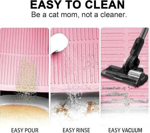 Extra Large Litter Mat: XL 40"x30" Silicone Waterproof Groove Design Litter Trapping Mat Easy to Clean for Multiple-Cats - Jumbo Non-Slip Cat Box Rug for Floor (Grey) in Kuwait