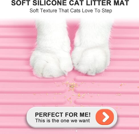 Extra Large Litter Mat: XL 40"x30" Silicone Waterproof Groove Design Litter Trapping Mat Easy to Clean for Multiple-Cats - Jumbo Non-Slip Cat Box Rug for Floor (Grey) in Kuwait