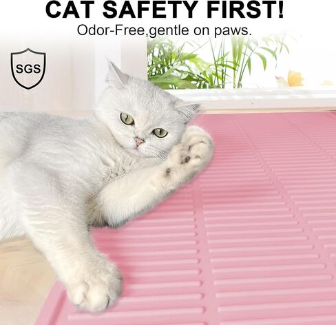 Extra Large Litter Mat: XL 40"x30" Silicone Waterproof Groove Design Litter Trapping Mat Easy to Clean for Multiple-Cats - Jumbo Non-Slip Cat Box Rug for Floor (Grey) in Kuwait
