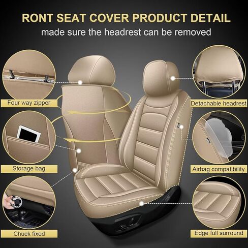 Car Seat Covers Fit for Chevy Tahoe 2011-2024 2025 2026: Luxury Leather Automotive Front Seat Covers, Truck Car Seat Protector(2PCS Front, Black&Grey) in Kuwait