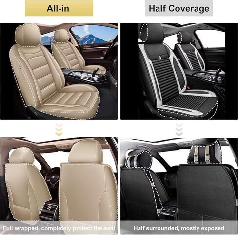Car Seat Covers Fit for Chevy Tahoe 2011-2024 2025 2026: Luxury Leather Automotive Front Seat Covers, Truck Car Seat Protector(2PCS Front, Black&Grey) in Kuwait