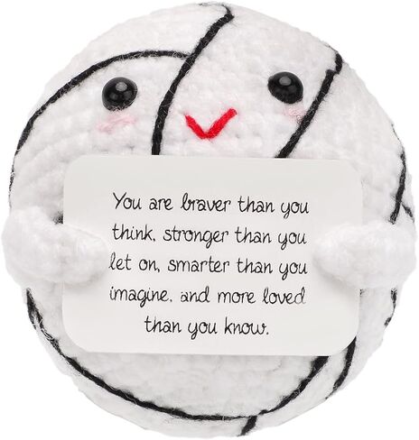 TOYMIS Positive Knitted Toy, Plush Cute Baseball Stuffed Baseball Doll, Funny Emotional Crochet Gifts, Knitted Ornaments Support Animals with Card for Friends Birthday Encouragement Decor in Kuwait