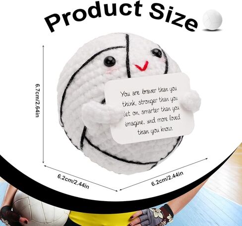 TOYMIS Positive Knitted Toy, Plush Cute Baseball Stuffed Baseball Doll, Funny Emotional Crochet Gifts, Knitted Ornaments Support Animals with Card for Friends Birthday Encouragement Decor in Kuwait