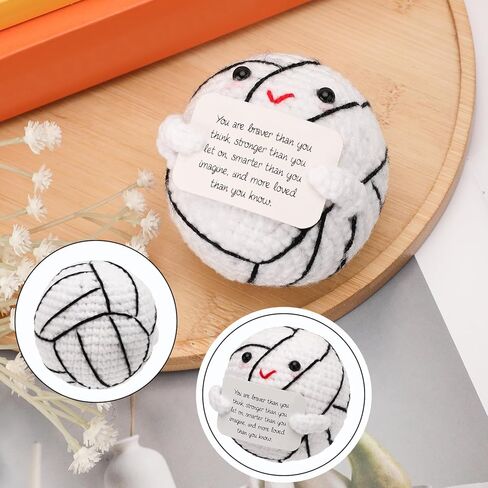 TOYMIS Positive Knitted Toy, Plush Cute Baseball Stuffed Baseball Doll, Funny Emotional Crochet Gifts, Knitted Ornaments Support Animals with Card for Friends Birthday Encouragement Decor in Kuwait