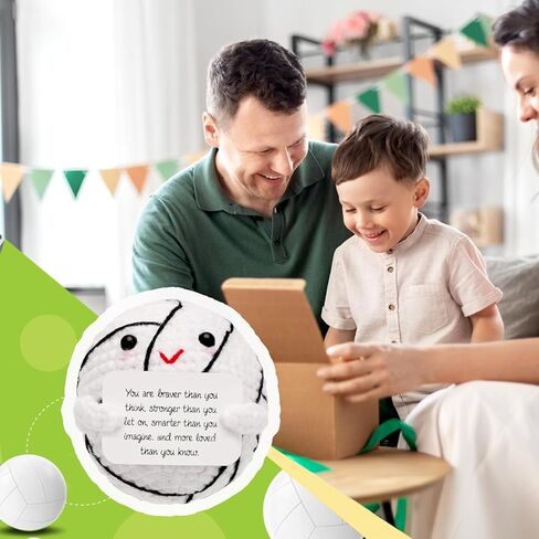 TOYMIS Positive Knitted Toy, Plush Cute Baseball Stuffed Baseball Doll, Funny Emotional Crochet Gifts, Knitted Ornaments Support Animals with Card for Friends Birthday Encouragement Decor in Kuwait