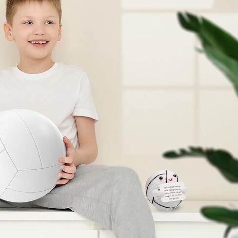 TOYMIS Positive Knitted Toy, Plush Cute Baseball Stuffed Baseball Doll, Funny Emotional Crochet Gifts, Knitted Ornaments Support Animals with Card for Friends Birthday Encouragement Decor in Kuwait