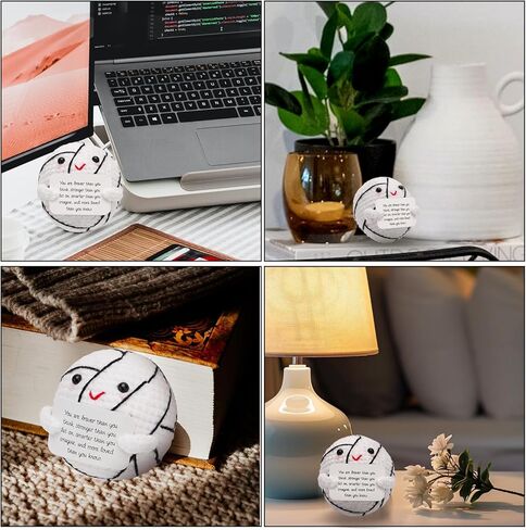 TOYMIS Positive Knitted Toy, Plush Cute Baseball Stuffed Baseball Doll, Funny Emotional Crochet Gifts, Knitted Ornaments Support Animals with Card for Friends Birthday Encouragement Decor in Kuwait