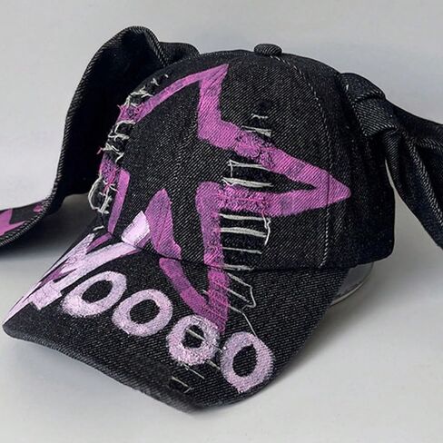 Women Rabbits Ears Baseball Long Ear Versatile Ripped Hat for Idol Concert Shows Breathable Hat for Adults in Kuwait