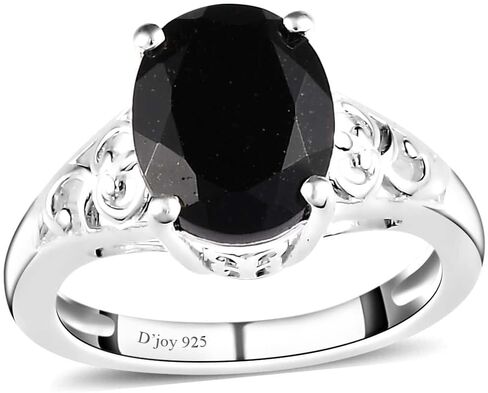 Shop LC Black Tourmaline Ring 925 Sterling Silver Split Shank Vintage Itragement Engagement Women Jewelry Higds for Women Hildrict Higds in Saudi Arabia