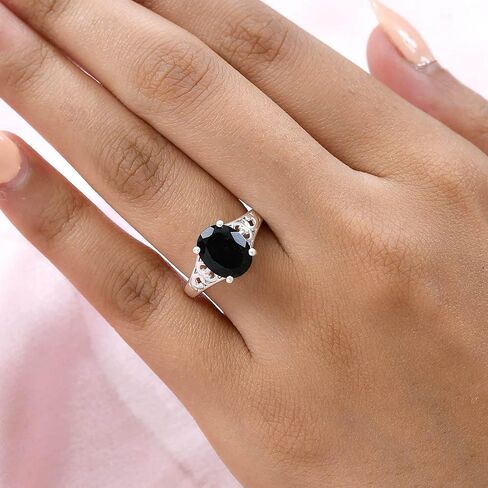 Shop LC Black Tourmaline Ring 925 Sterling Silver Split Shank Vintage Itragement Engagement Women Jewelry Higds for Women Hildrict Higds in Saudi Arabia