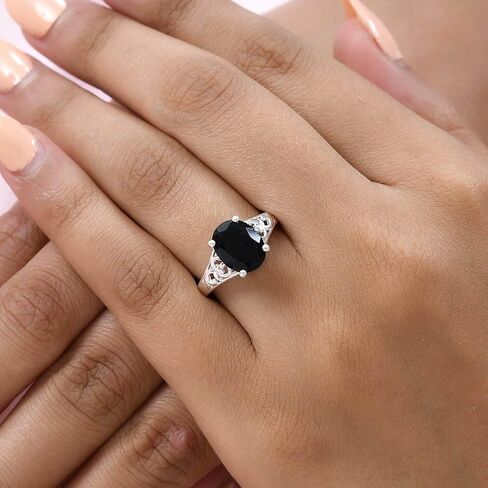 Shop LC Black Tourmaline Ring 925 Sterling Silver Split Shank Vintage Itragement Engagement Women Jewelry Higds for Women Hildrict Higds in Saudi Arabia