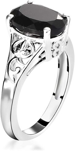 Shop LC Black Tourmaline Ring 925 Sterling Silver Split Shank Vintage Itragement Engagement Women Jewelry Higds for Women Hildrict Higds in Saudi Arabia