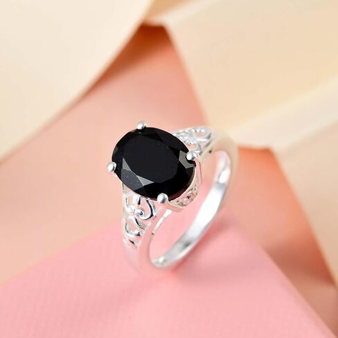 Shop LC Black Tourmaline Ring 925 Sterling Silver Split Shank Vintage Itragement Engagement Women Jewelry Higds for Women Hildrict Higds in Saudi Arabia