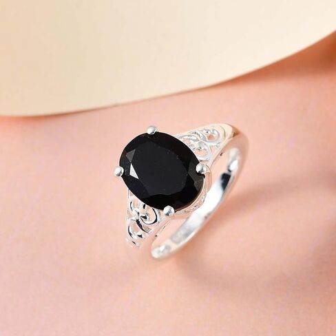 Shop LC Black Tourmaline Ring 925 Sterling Silver Split Shank Vintage Itragement Engagement Women Jewelry Higds for Women Hildrict Higds in Saudi Arabia