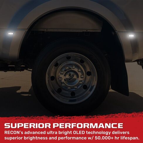 RECON - 2011-2024 Super Duty F350 F450 F550 Dually Fender LED Lights White or Amber & Red Smoked or Clear Lens (4-Piece Set) - Multiple Lens & Colors (WHITE LED, CLEAR LENS) in Saudi Arabia