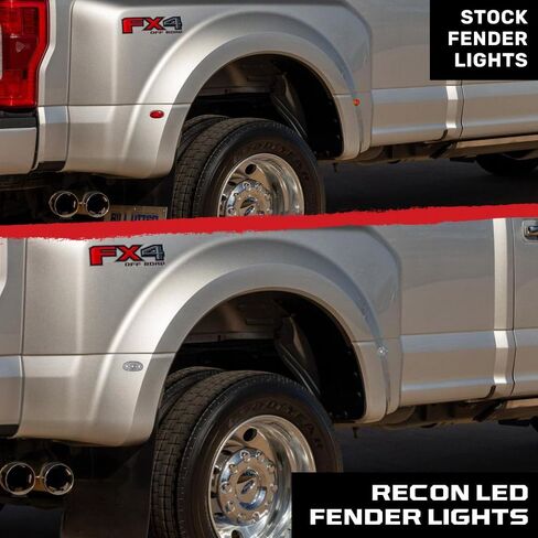 RECON - 2011-2024 Super Duty F350 F450 F550 Dually Fender LED Lights White or Amber & Red Smoked or Clear Lens (4-Piece Set) - Multiple Lens & Colors (WHITE LED, CLEAR LENS) in Saudi Arabia