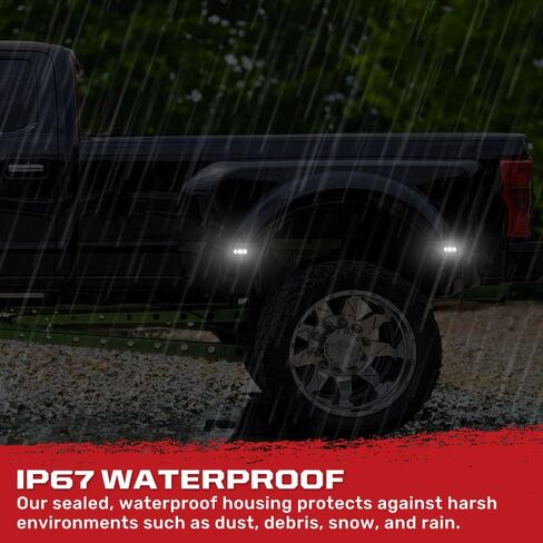 RECON - 2011-2024 Super Duty F350 F450 F550 Dually Fender LED Lights White or Amber & Red Smoked or Clear Lens (4-Piece Set) - Multiple Lens & Colors (WHITE LED, CLEAR LENS) in Saudi Arabia
