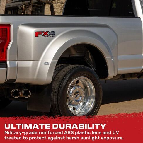 RECON - 2011-2024 Super Duty F350 F450 F550 Dually Fender LED Lights White or Amber & Red Smoked or Clear Lens (4-Piece Set) - Multiple Lens & Colors (WHITE LED, CLEAR LENS) in Saudi Arabia