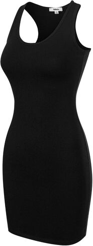 Mixmatchy Women's Summer Summer Casual Basic Bodycon Scoop Deck Tank Dress Mini Dress in Kuwait