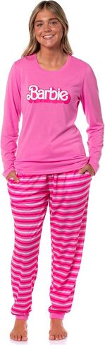 INTIMO Barbie Women's Classic Retro Logo 2-Piece Long Sleeve Sleepwear Jogger Pajama Set Loungewear in Saudi Arabia