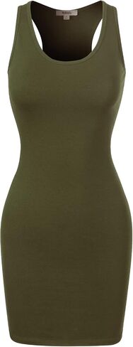 Mixmatchy Women's Summer Summer Casual Basic Bodycon Scoop Deck Tank Dress Mini Dress in Kuwait