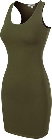 Mixmatchy Women's Summer Summer Casual Basic Bodycon Scoop Deck Tank Dress Mini Dress in Kuwait