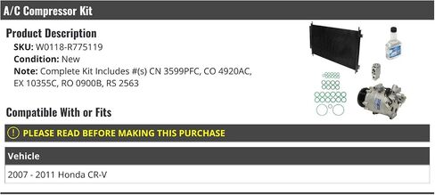 مجموعة ضاغط A/C ، متوافقة مع 2007-2011 Honda CR-V in Saudi Arabia