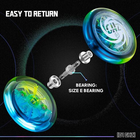 MAGICYOYO D1 GHZ Beginner Yoyo for Kids, Starter Yoyos Glow in The Dark, Auto Return Yo yo for Kids, Responsive Yoyo for 2a Looping Trick, Kids Yo-yo with 6 Yoyo Strings (Glow Blue) in Kuwait