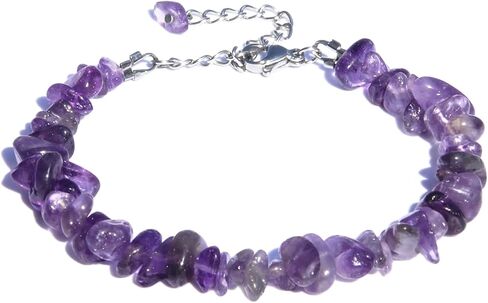 شفاء بلورات صافية سوار الكوارتز - أساور حجرية شاكرا كريستال أبيض للنساء ، Onesmek المصنوعة يدويًا هدايا مجوهرات رقاقة الأحجار الكريمة غير النظامية للتأمل والوضوح الروحي in Kuwait