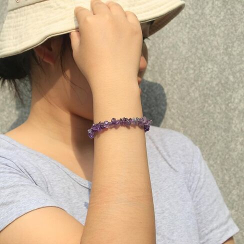 شفاء بلورات صافية سوار الكوارتز - أساور حجرية شاكرا كريستال أبيض للنساء ، Onesmek المصنوعة يدويًا هدايا مجوهرات رقاقة الأحجار الكريمة غير النظامية للتأمل والوضوح الروحي in Kuwait