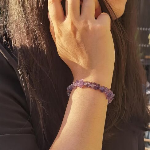 شفاء بلورات صافية سوار الكوارتز - أساور حجرية شاكرا كريستال أبيض للنساء ، Onesmek المصنوعة يدويًا هدايا مجوهرات رقاقة الأحجار الكريمة غير النظامية للتأمل والوضوح الروحي in Kuwait