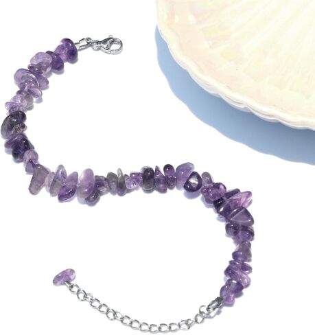 شفاء بلورات صافية سوار الكوارتز - أساور حجرية شاكرا كريستال أبيض للنساء ، Onesmek المصنوعة يدويًا هدايا مجوهرات رقاقة الأحجار الكريمة غير النظامية للتأمل والوضوح الروحي in Kuwait