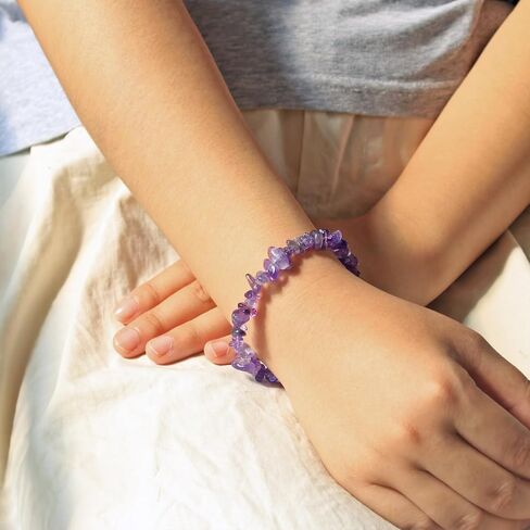 شفاء بلورات صافية سوار الكوارتز - أساور حجرية شاكرا كريستال أبيض للنساء ، Onesmek المصنوعة يدويًا هدايا مجوهرات رقاقة الأحجار الكريمة غير النظامية للتأمل والوضوح الروحي in Kuwait