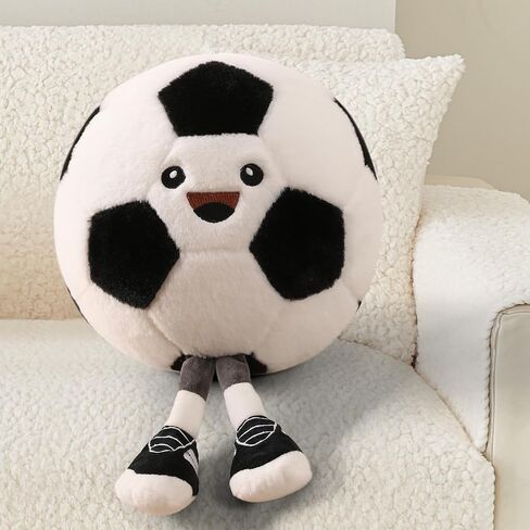 Cute Soccer Ball Plush Toy Pillow, Soft Stuffed Animal Sports Decor Gift for Boys Kids Room, Adorable Soccer Throw Pillow for Birthday (11 inch) in Kuwait