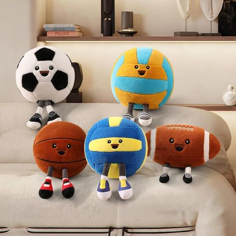 Cute Soccer Ball Plush Toy Pillow, Soft Stuffed Animal Sports Decor Gift for Boys Kids Room, Adorable Soccer Throw Pillow for Birthday (11 inch) in Kuwait