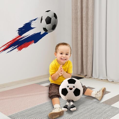 Cute Soccer Ball Plush Toy Pillow, Soft Stuffed Animal Sports Decor Gift for Boys Kids Room, Adorable Soccer Throw Pillow for Birthday (11 inch) in Kuwait