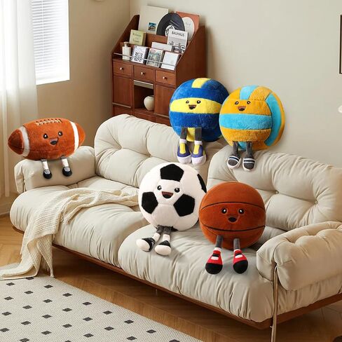 Cute Soccer Ball Plush Toy Pillow, Soft Stuffed Animal Sports Decor Gift for Boys Kids Room, Adorable Soccer Throw Pillow for Birthday (11 inch) in Kuwait