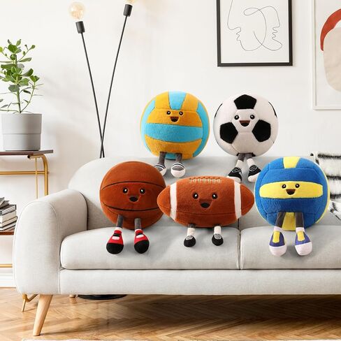 Cute Soccer Ball Plush Toy Pillow, Soft Stuffed Animal Sports Decor Gift for Boys Kids Room, Adorable Soccer Throw Pillow for Birthday (11 inch) in Kuwait