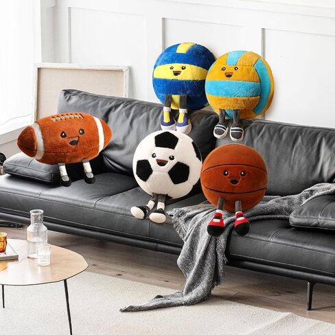 Cute Soccer Ball Plush Toy Pillow, Soft Stuffed Animal Sports Decor Gift for Boys Kids Room, Adorable Soccer Throw Pillow for Birthday (11 inch) in Kuwait