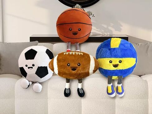 Cute Soccer Ball Plush Toy Pillow, Soft Stuffed Animal Sports Decor Gift for Boys Kids Room, Adorable Soccer Throw Pillow for Birthday (11 inch) in Kuwait
