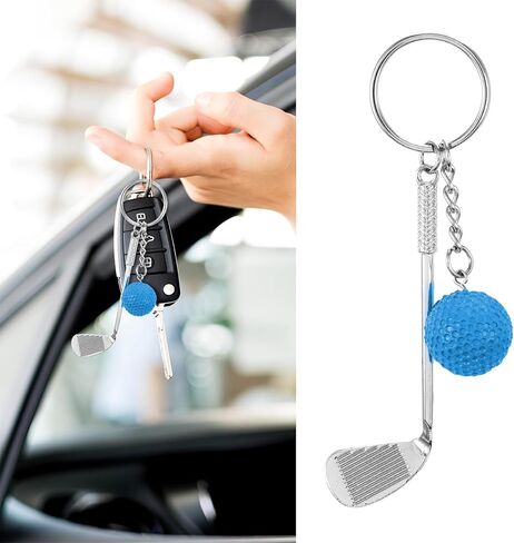 Golf Keychain, Metal Key Chain, Keychain Accessories Funny Golf Ball Keychains Suitable for Women Men Golf Ball Lovers (Blue) in Kuwait