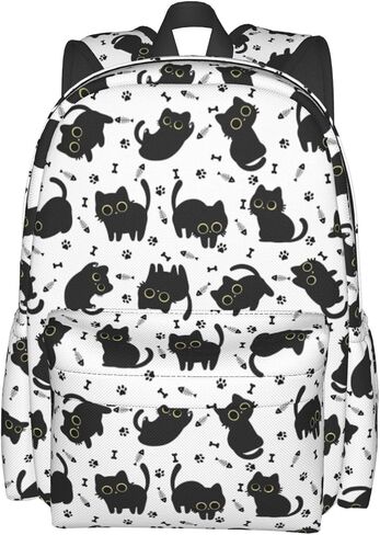 Cute Black Cat Fish Bones Multipurpose School Bag Bookbag for Teenage Boys Girls Daily Backpack in Kuwait