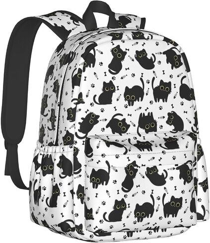 Cute Black Cat Fish Bones Multipurpose School Bag Bookbag for Teenage Boys Girls Daily Backpack in Kuwait