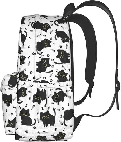 Cute Black Cat Fish Bones Multipurpose School Bag Bookbag for Teenage Boys Girls Daily Backpack in Kuwait